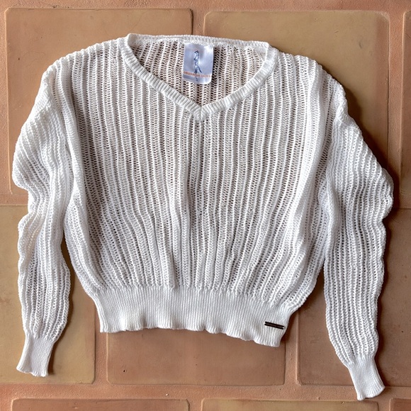 Women's Open Weave Knit Top | White size S NWOT perfect fit. - Picture 6 of 10